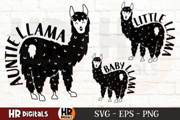 Cute Matching Auntie Little Baby Llama Graphics for Crafts