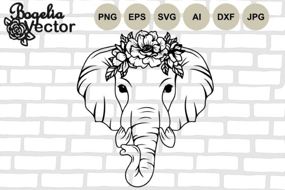 Floral Elephant Graphics for Crafts