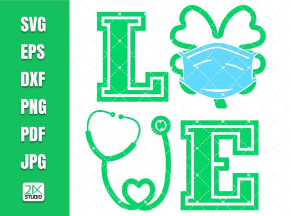 Funny Green Plaid Love Nurse Graphics for Crafts