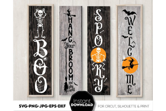Halloween Front Porch Sign Bundle SVG Graphics for Crafts
