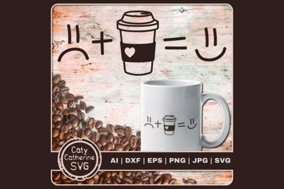 Sad Face Plus Coffee Equals Happy Face Graphics